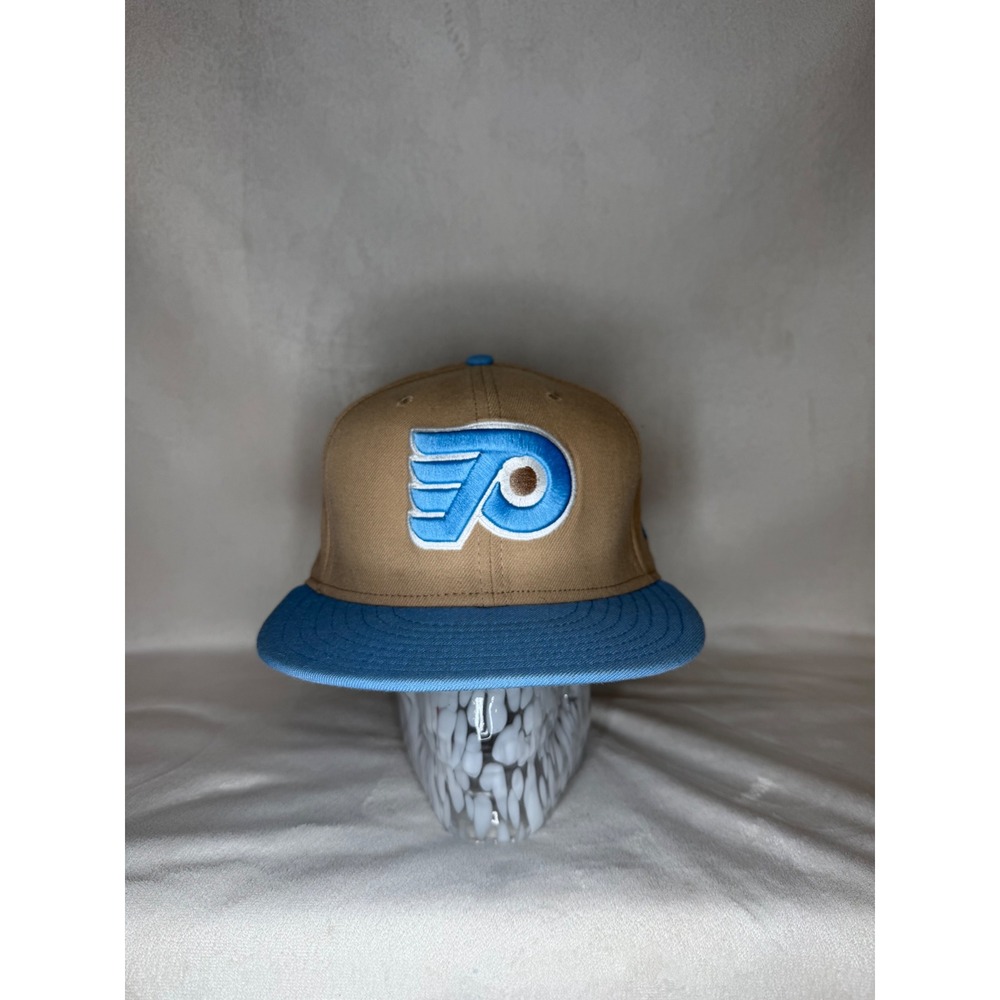 Philadelphia Flyers New Era 59FIFTY Fitted Hat 7 1/2 Tan Blue NHL Cap